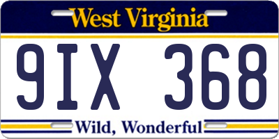 WV license plate 9IX368