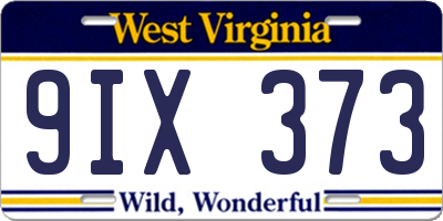 WV license plate 9IX373