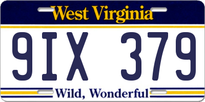 WV license plate 9IX379