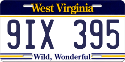 WV license plate 9IX395