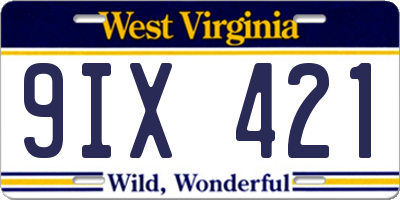 WV license plate 9IX421