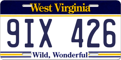 WV license plate 9IX426