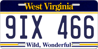 WV license plate 9IX466