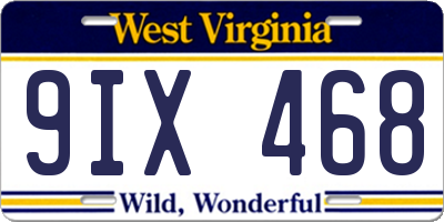 WV license plate 9IX468
