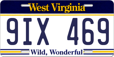 WV license plate 9IX469