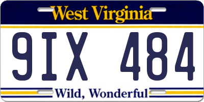 WV license plate 9IX484