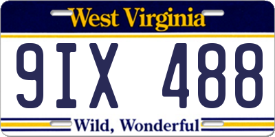 WV license plate 9IX488