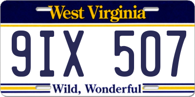 WV license plate 9IX507