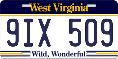 WV license plate 9IX509