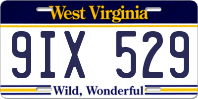 WV license plate 9IX529