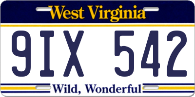 WV license plate 9IX542