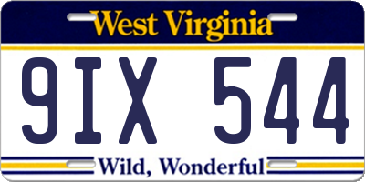 WV license plate 9IX544
