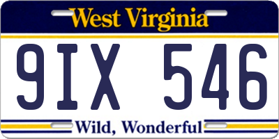 WV license plate 9IX546