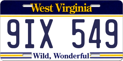 WV license plate 9IX549