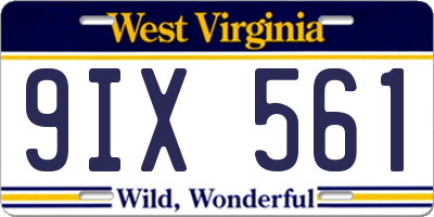 WV license plate 9IX561