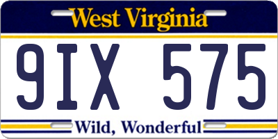 WV license plate 9IX575