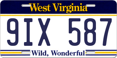 WV license plate 9IX587