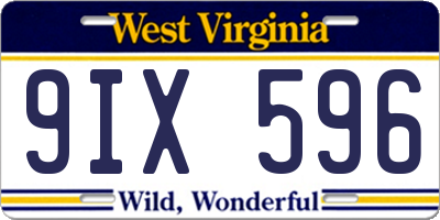 WV license plate 9IX596