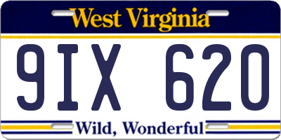 WV license plate 9IX620
