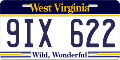 WV license plate 9IX622