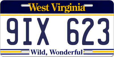 WV license plate 9IX623