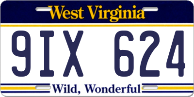 WV license plate 9IX624