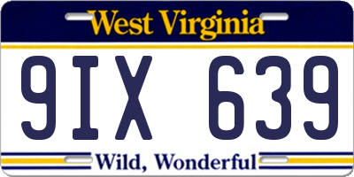 WV license plate 9IX639