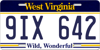 WV license plate 9IX642