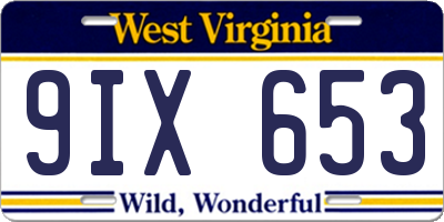 WV license plate 9IX653