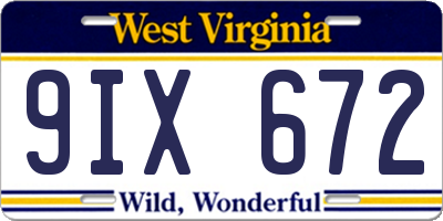 WV license plate 9IX672