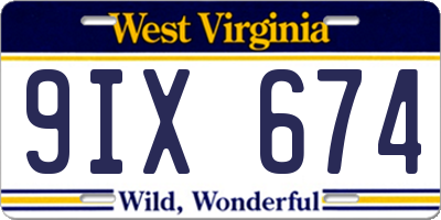 WV license plate 9IX674