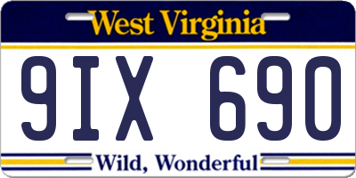 WV license plate 9IX690