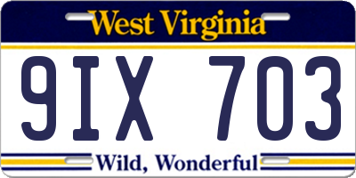 WV license plate 9IX703