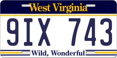 WV license plate 9IX743