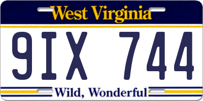 WV license plate 9IX744