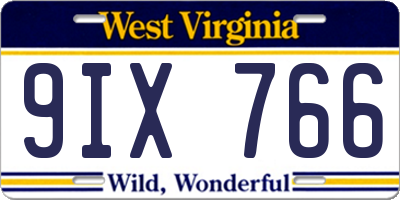 WV license plate 9IX766