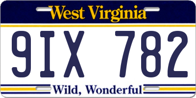 WV license plate 9IX782