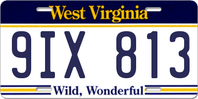 WV license plate 9IX813