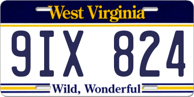 WV license plate 9IX824
