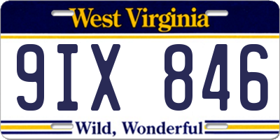 WV license plate 9IX846