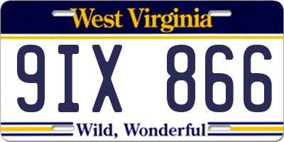 WV license plate 9IX866