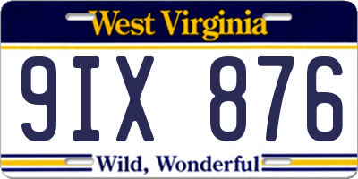 WV license plate 9IX876