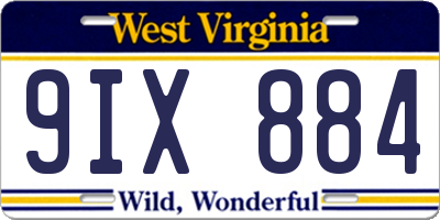 WV license plate 9IX884