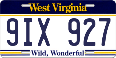 WV license plate 9IX927