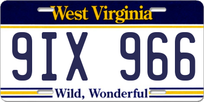 WV license plate 9IX966