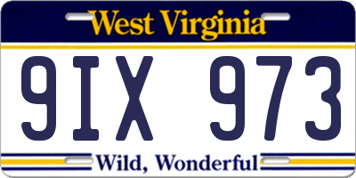WV license plate 9IX973