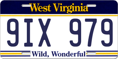 WV license plate 9IX979