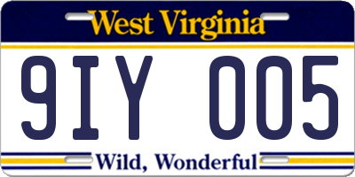 WV license plate 9IY005