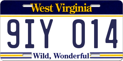 WV license plate 9IY014