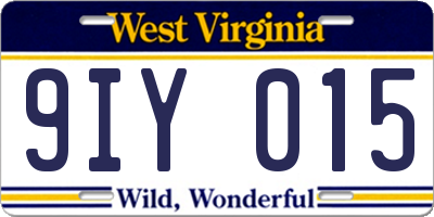 WV license plate 9IY015